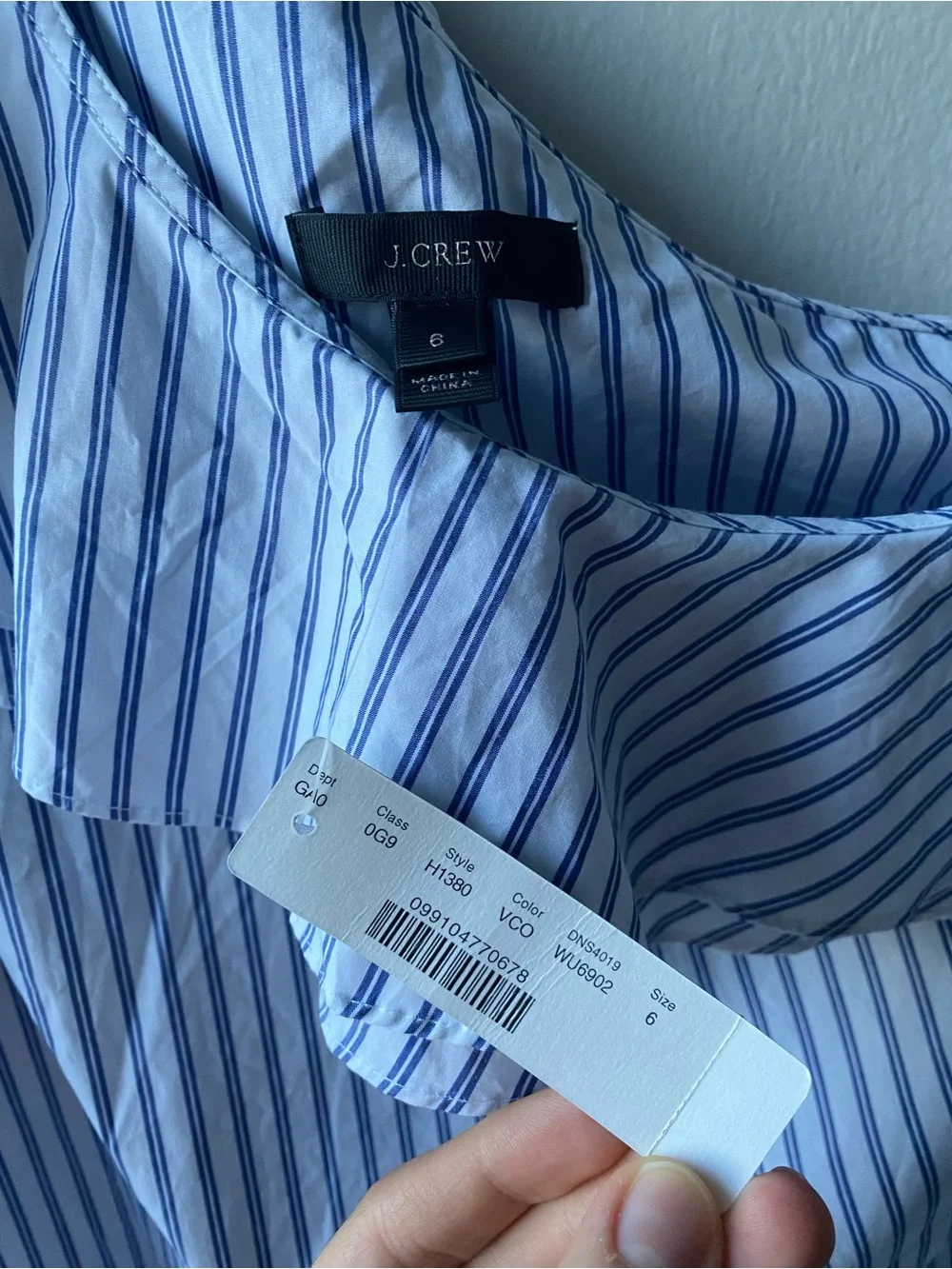 J.Crew Top Striped One Shoulder Ruffle Blouse Sz 6